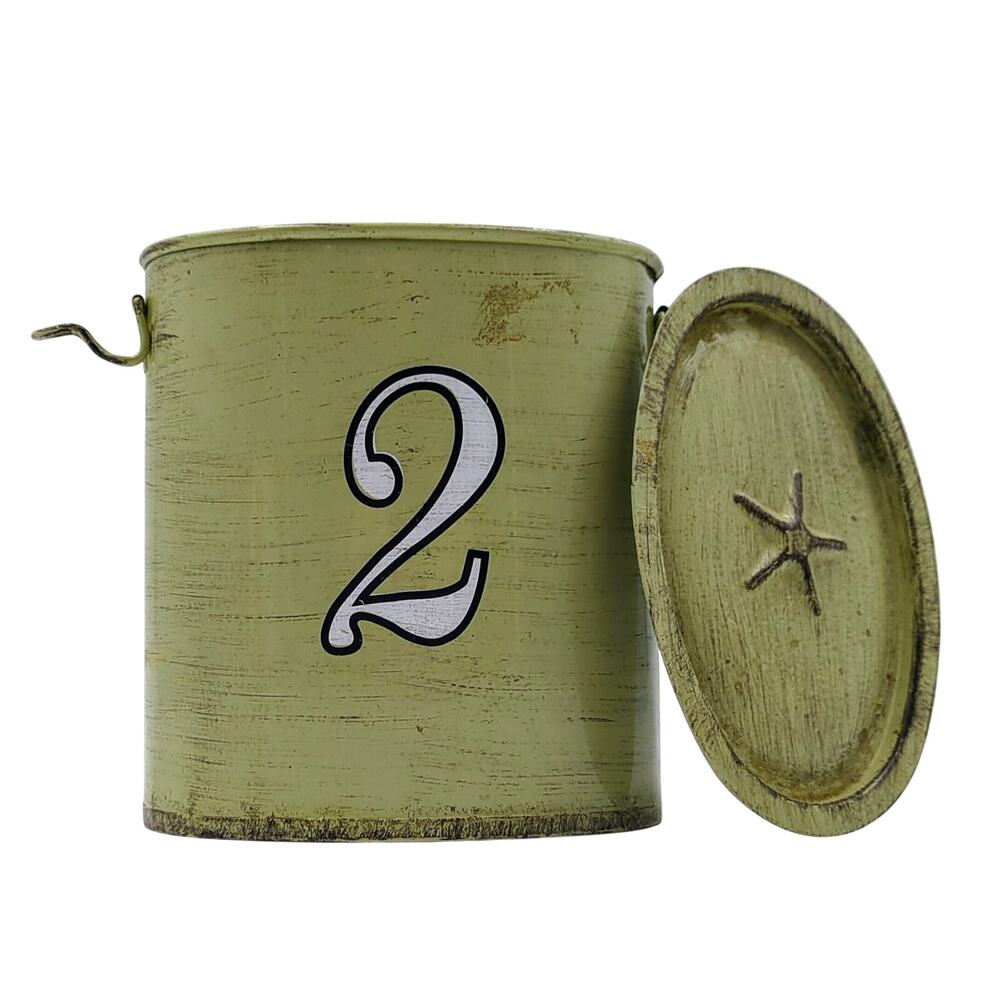 No #2 Metal Oval Storage Canister Farmhouse Style Décor Star Wire Locking Lid